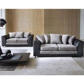 LINACRE Fabric 3 and 2 Seater Scatterback Sofa Set - Black and Charcoal