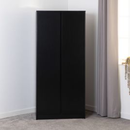 Wardrobe - MALDEN 2 Door Wardrobe Black 80cm