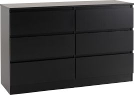 Black Chest of Drawers - MALDEN Large Chest 6 Drawers Double Chest