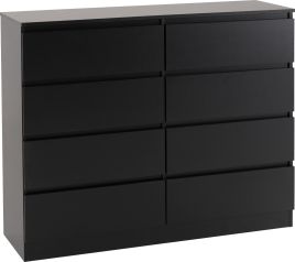 MALDEN Black Chest of Drawers - Large-sized, 8 Drawers