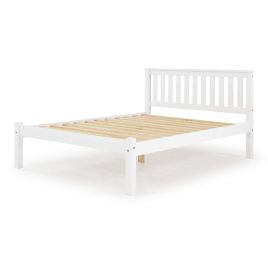 Chandler Classic Solid Pine Wooden Bed Frame with Low Footboard in White Wash - Small Double