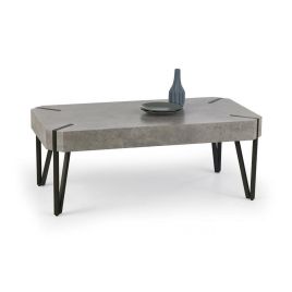 Redlands Stone Effect Coffee Table Elegant Design with Sturdy Black Metal Legs