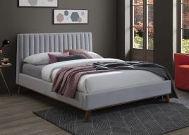 Double Bed - AESTON 4ft6 Fabric Bed Light Grey