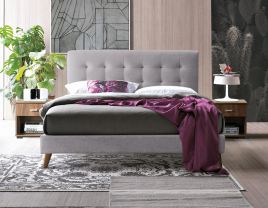 Kingsize Bed - NOVADO 5ft Fabric Bed Light Grey