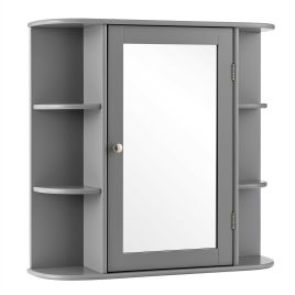 Bathroom Cabinet - 3-Tier Mirrored Wall Mounted Bathroom Cabinet-Grey