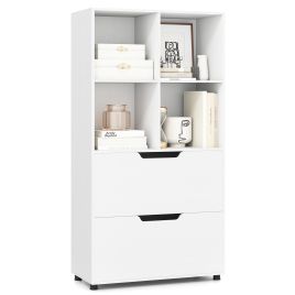 QIREL 130CM 5-Tier Tall Freestanding Bookshelf for Living Room-White