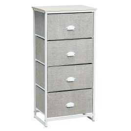 Bedside Table - VEGAS 4 Tier Nightstand White 45cm