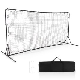 Football Net - Portable Soccer Rebounder Net with Carry Bag, Sturdy Metal Frame-Black