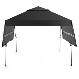 VELO 3 x 3m Rolling Pop up Gazebo with Adjustable Dual Awnings and Height-Black