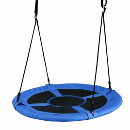 MORROWE 100cm Children Flying Saucer Tree Swing with Adjustable Rope-Blue