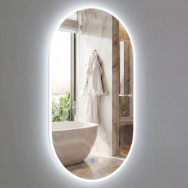90 x 55cm Lighted Mirror for Bathroom Wall Backlit Shatterproof Mirror