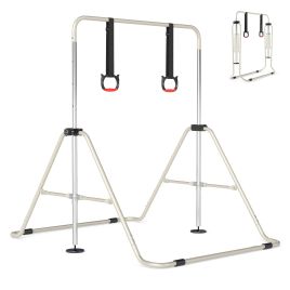 AVIRA Expandable Gymnastic Bar for Kids 4-Level Height Adjustable Gymnastic Bar-Beige