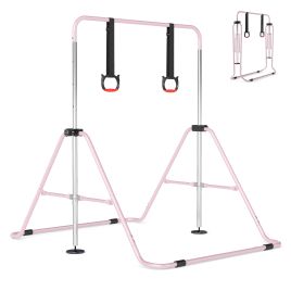 AVIRA Expandable Gymnastic Bar for Kids 4-Level Height Adjustable Gymnastic Bar-Pink