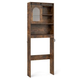 WVARO Over the Toilet Storage Cabinet with Toilet Paper Holder-Rustic Brown