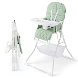MYRA Portable High Chair with 3-Level Adjustable Tray and Footrest-Green