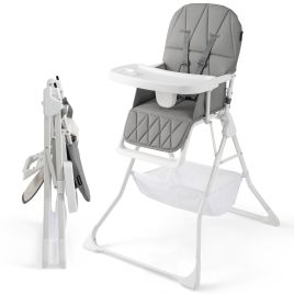 MYRA Portable High Chair with 3-Level Adjustable Tray and Footrest-Grey