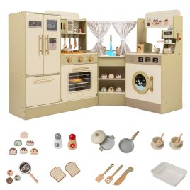Pretend Play Kitchen Playset with Faucet and Dishwasher-Green