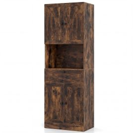 CIREL Tall Bathroom Cabinet with 4 Doors & Drawer-Brown