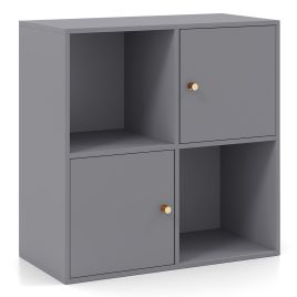 CARA 3-Tier Bookshelf with Dual Anti-Tipping Kits and 2 Cabinets-Grey
