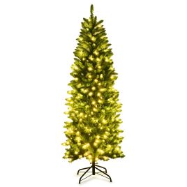 Pre-lit Pencil Christmas Tree with Warm Lights - 6ft