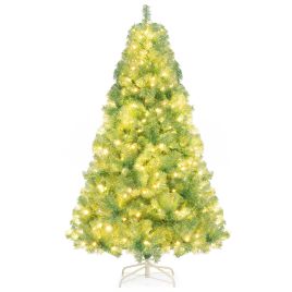 ADERWYN 6 FT Artificial Christmas Tree with 688 Branch Tips and 250 Warm White LED Lights-Green