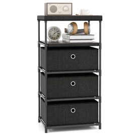 LAGOS Black Chest of Drawers - Tallboy, Medium-sized, 3 Fabric Drawers