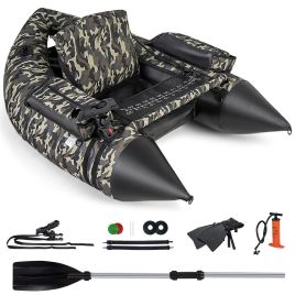 V-Shaped Fishing Float Tube with Rod Holder-Camouflage
