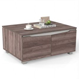 Farmhouse Coffee Table with Storage & 4 Doors-Brown