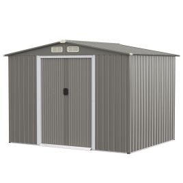 Garden Storage - Outdoor Storage Shed with Foundation for Garden Yard-Light Grey