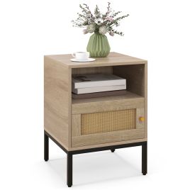 Bedside Table - CARDIFF Nightstand Natural 40cm