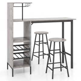 Dining Table Set - Counter Height Dining Table Set for Bistro Living Room-Grey