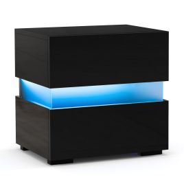 Bedside Table - CLEVELAND Nightstand Black 45cm