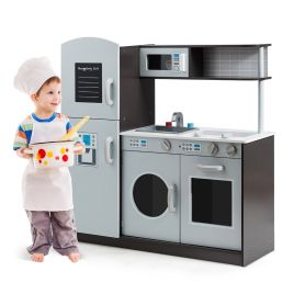 Kids Kitchen Toy - Kids Kitchen Set with Sink and Faucet, Stove, Oven and Microwave