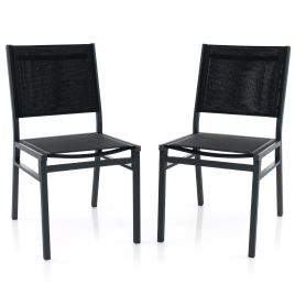 Garden Chair - Patio Armless Chair with Breathable Seat and Backrest-2 Pieces