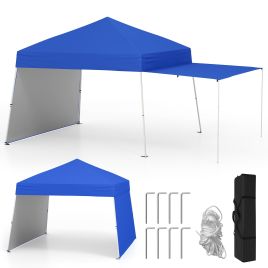 XOLOVE Pop up Canopy Tent with 2 Sidewalls Easy Setup Outdoor Sun Shelter-Blue