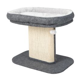 2-Tier Cat Tree with Sleeping Perch Sisal Scratching Plate and Ball-Grey