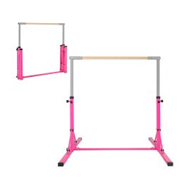 Gymnastics Bar - Kids Foldable Gymnastics Bar with 13 Adjustable Height-Pink