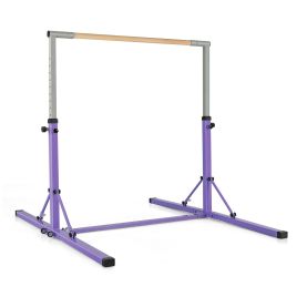 Gymnastics Bar - Kids Foldable Gymnastics Bar with 13 Adjustable Height-Purple
