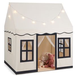 Kids Play Tent - Indoor Kids Play Tent with Star Lights for Children Boys Girls Gift-Beige