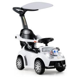 TACA 3-in-1 Push Car for Toddler Sliding Car with Seat Belt and Canopy-White