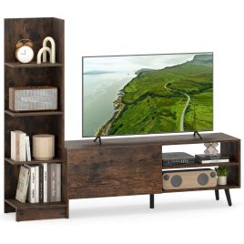 ORNEAN TV Stand for TVs up to 50 Inches with Adjustable Shelf for Living Room Bedroom-Rustic Brown