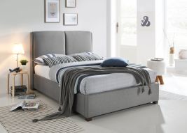 Kingsize Bed - OMEGA 5ft Fabric Bed Light Grey