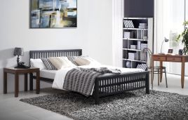 Small Double Bed - MERAVON 4ft Metal Bed Charcoal Black