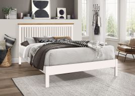 Double Bed - HARRODS 4ft6 Wooden Bed White