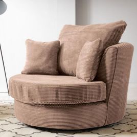 JASMINE Jumbo Cord Swivel Chair - Brown