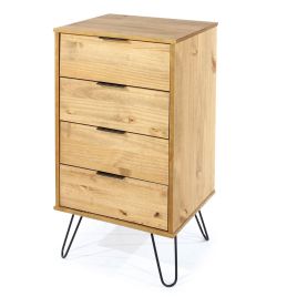Oak Finish Chest of Drawers - ARTA Tallboy Small Chest  4 Drawers