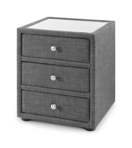 Sorrento Grey Linen 3 Drawer Bedside Table