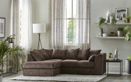 MONA Jumbo Cord 4 Seater L Shaped - Left Hand Facing Corner Sofa - Chocolate Brown