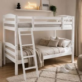 Moderna Single Wood Bunk Bed Frame - White