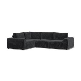 Corner Sofa - GRAZ Fabric 4 Seater Right Hand Facing - Black